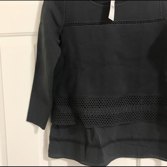 Loft Charcoal Lace Trim Top - Picture 3 of 5